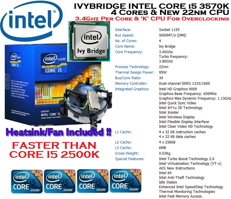 INTEL Core i5 3570K 3.4Ghz & ASUS P8Z77-V LX - Motherboard & CPU Bundle ...
