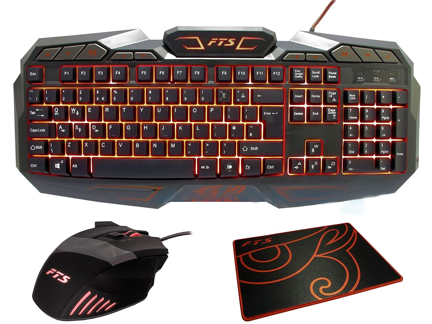 FTS LED Gaming Keyboard/Mouse/Mat Set